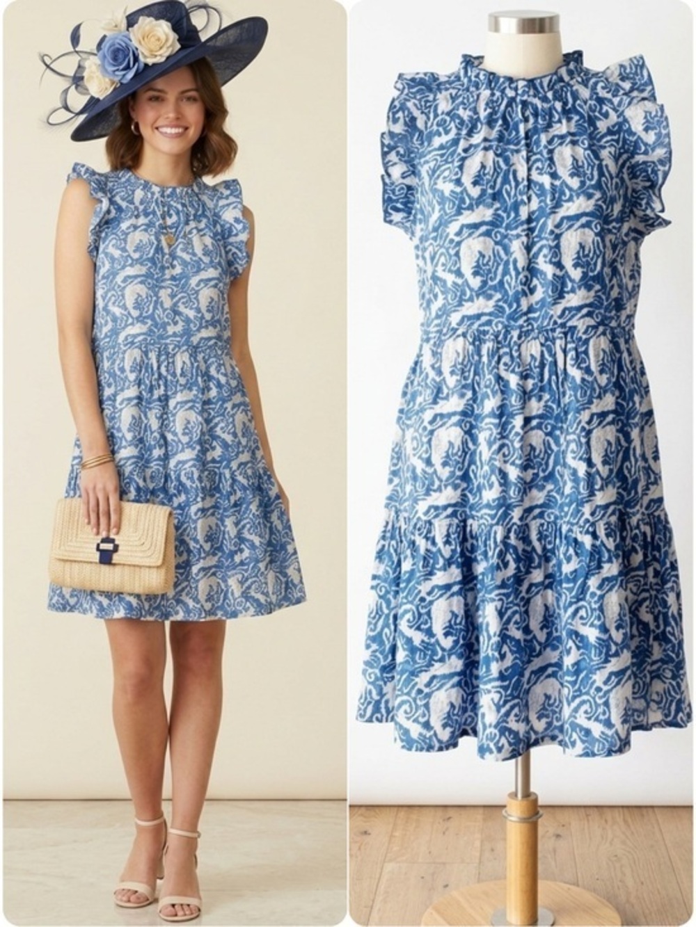 The Fox and the Mermaid Blue Calla Ruffle Dress Size M